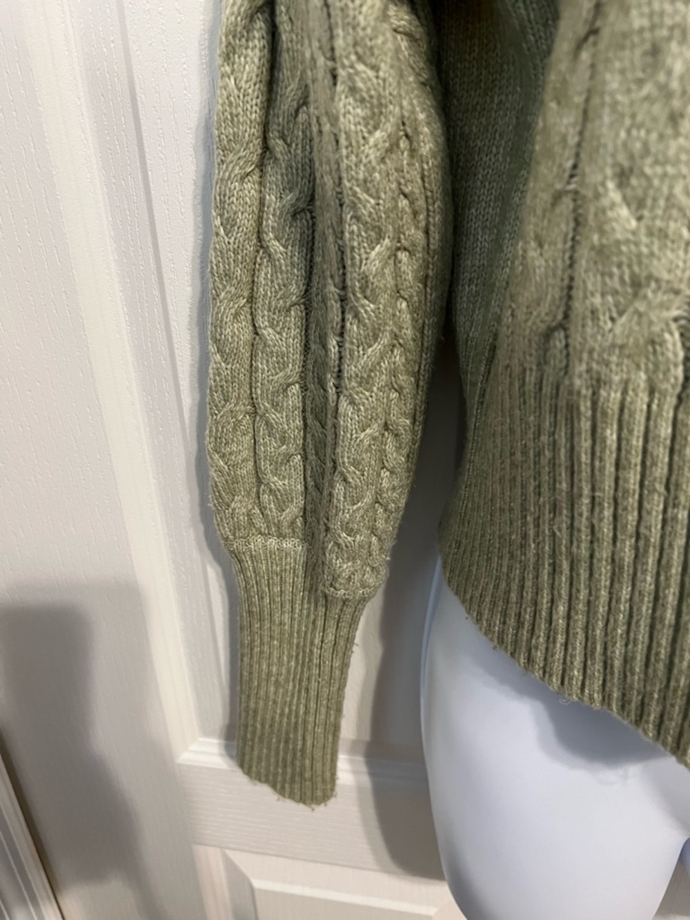 Rachel Zoe Heather Green Cable Knit Button-Front Sweater/Cardigan - Picture 3 of 6